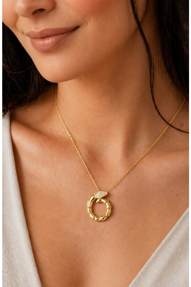 Moissanite Snake Pendant Necklace, Alternate, color, GOLD PLATED