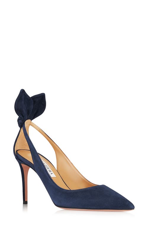 Aquazzura Bow Tie Pointed Toe Pump In Blue