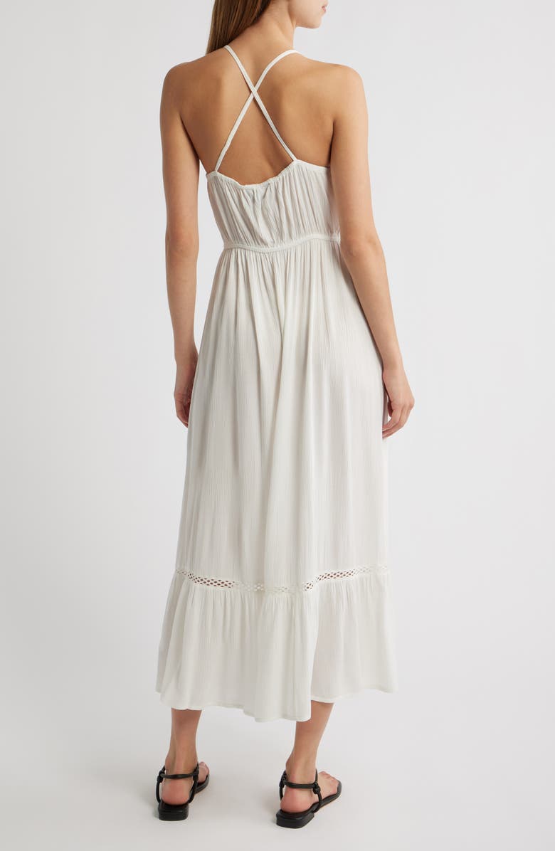 Lipsy Crochet Ruffle Hem Maxi Dress, Alternate, color, White