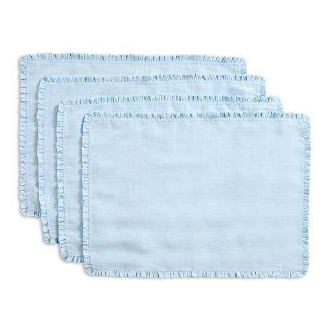 Linen Placemats Set of 4, 14 x 19 Inch for Dining Table, Holiday and Everyday Table Decor - Juliette Ruffle