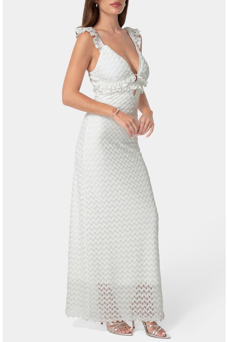 Lace Keyhole Maxi Dress, Alternate, color, WHITE
