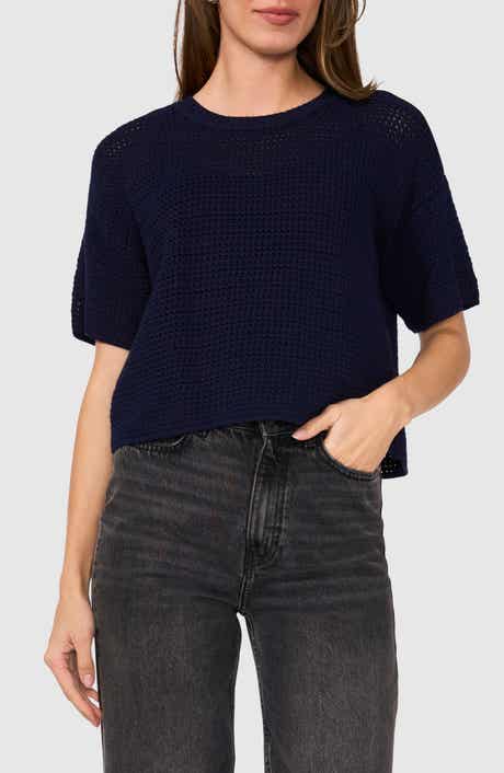 Halogen® Cotton Short Sleeve Sweater