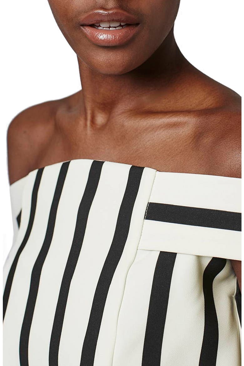 Stripe Off the Shoulder Romper, Alternate, color, WHITE MULTI