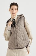 Brunello Cucinelli Lightweight matte nylon quilted vest with Thermore® padding and hood