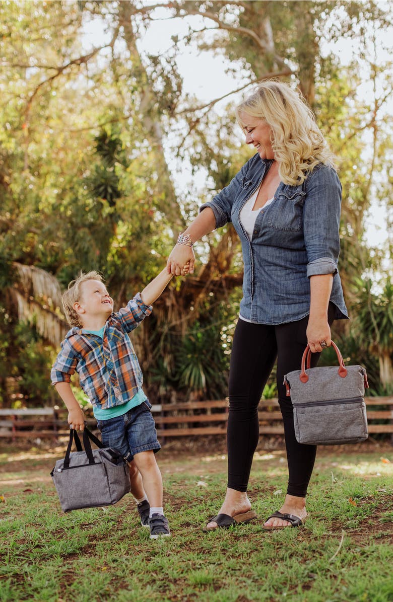 Picnic Time Urban Lunch Bag, Alternate, color, Gray With Brown Accents