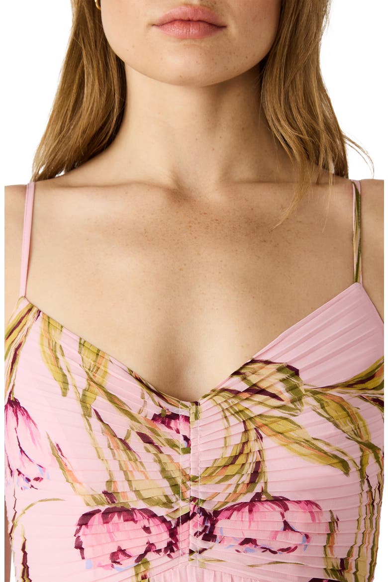 Ray Floral Print Pleat Midi Dress, Alternate, color, ROSETTE PINK