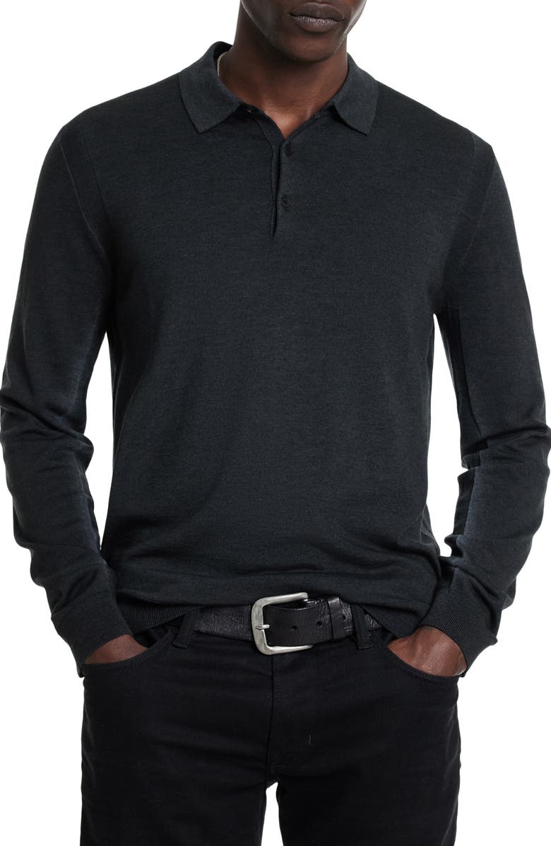 John Varvatos Gustave Long Sleeve Wool Blend Polo Sweater, Main, color,