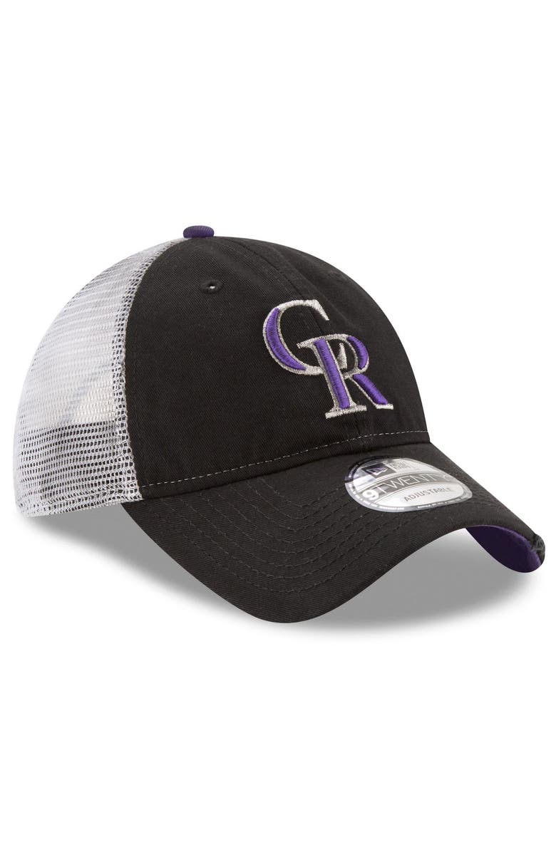 New Era Men's New Era Black Colorado Rockies Team Rustic 9TWENTY Trucker Adjustable Hat, Alternate, color,