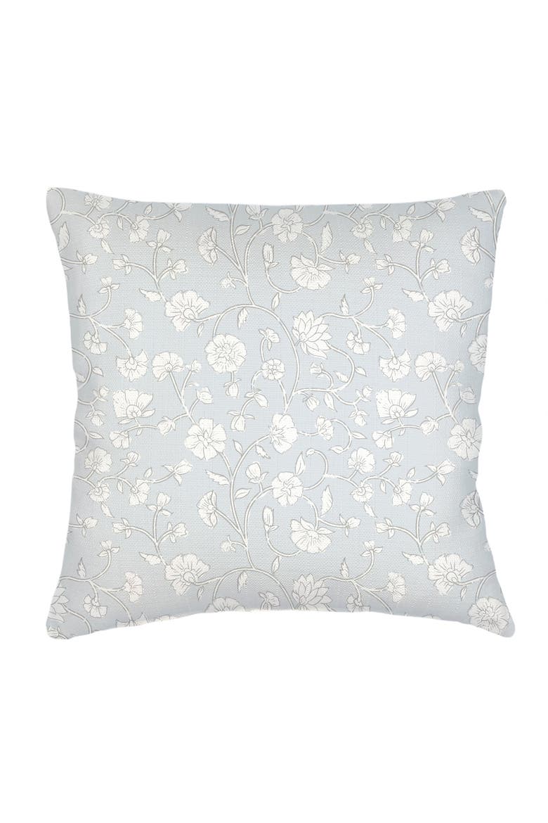 Jaipur Floral Linen Pillow with Down Insert, Main, color, Grey