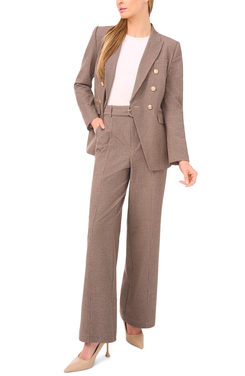 CeCe Microcheck High Waist Belted Pants, Alternate, color, Safari