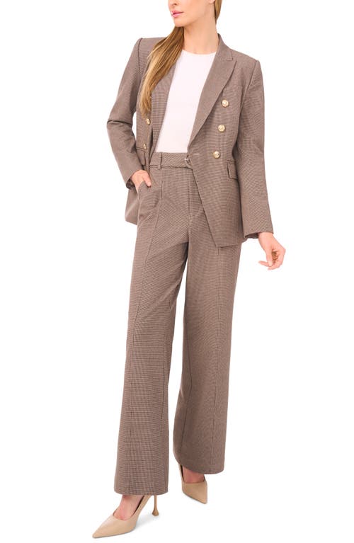 Cece Microcheck High Waist Belted Pants In Brown