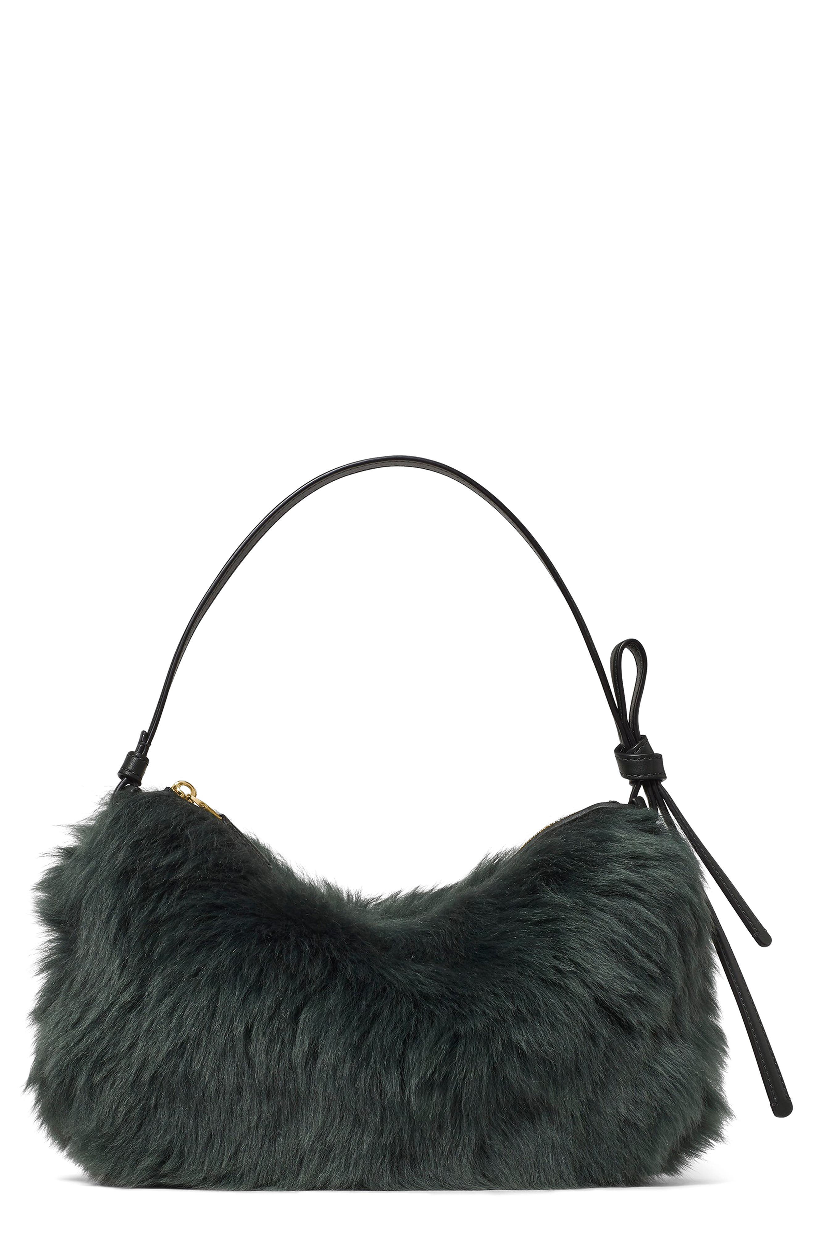 Kate Spade New York loop genuine shearling shoulder bag, Main, color, 