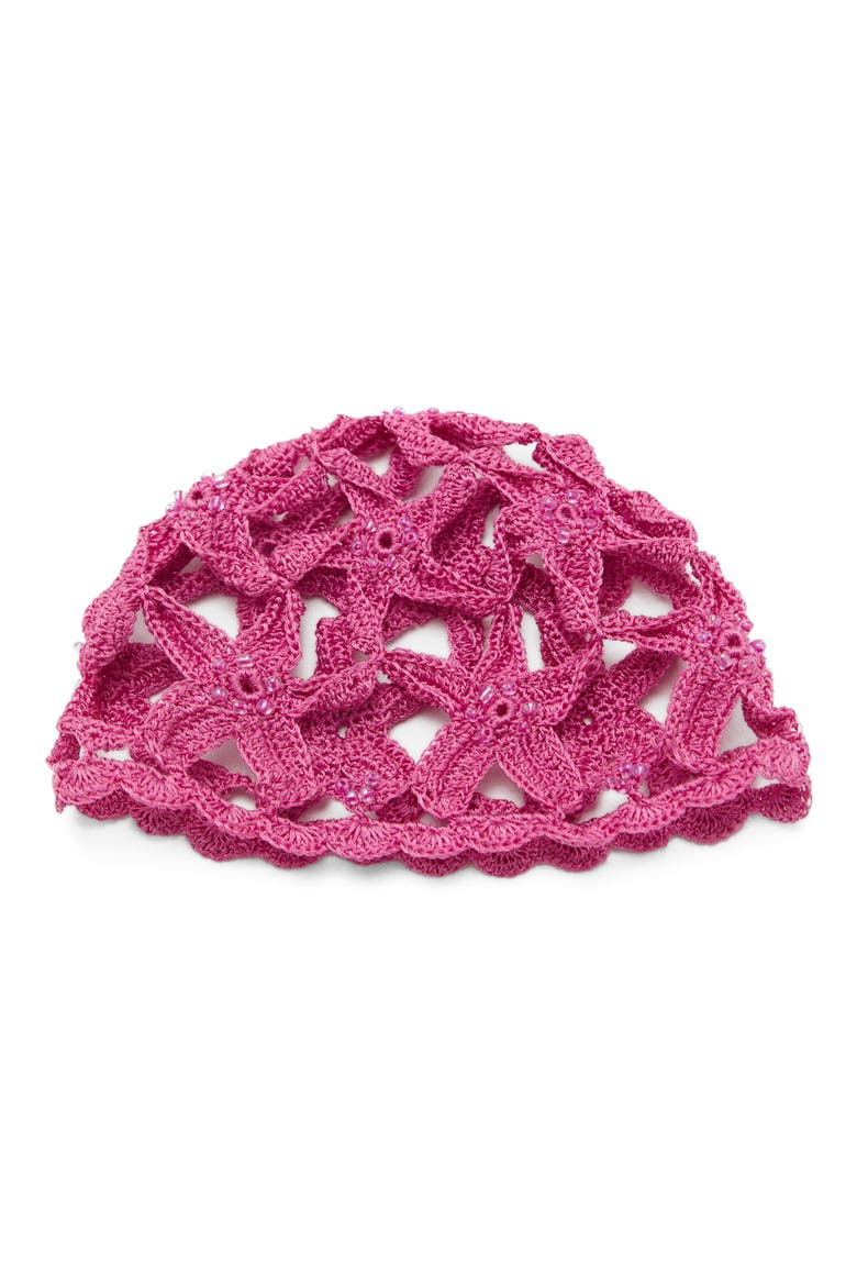Star Design Crochet Hat, Main, color, PINK