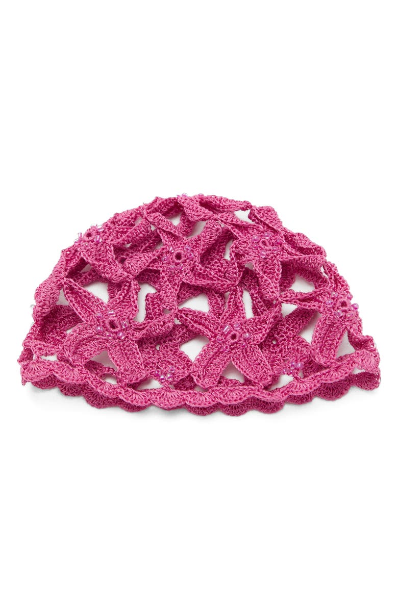 MANGO Star Design Crochet Hat, Main, color, Pink