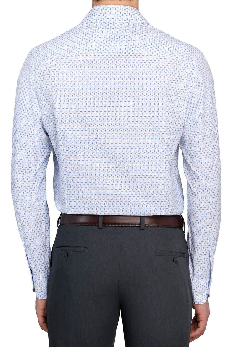 Slim Fit Double Diamond Print Performance Dress Shirt, Alternate, color, WHITE/ BLUE