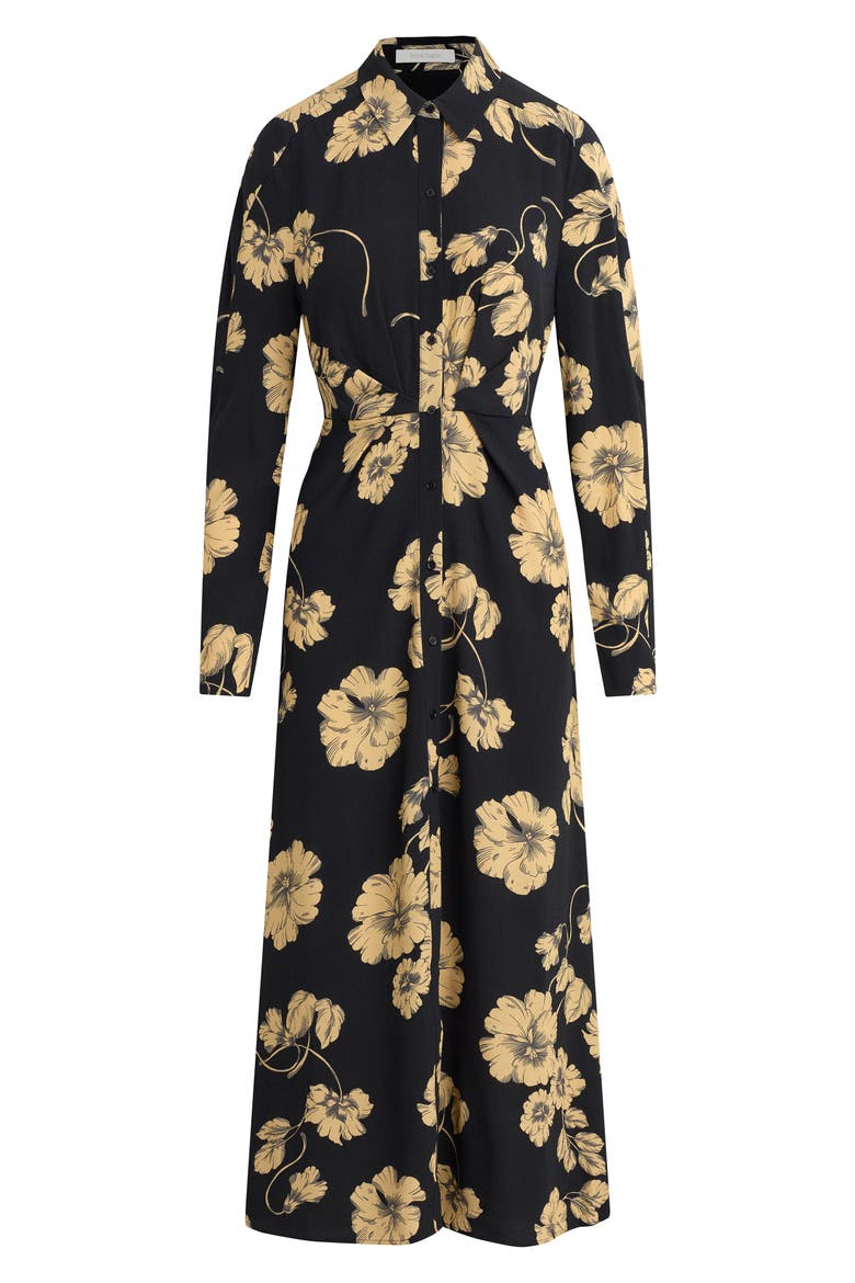 The Icon Floral Print Long Sleeve Shirtdress, Alternate, color, NOIR FLEUR
