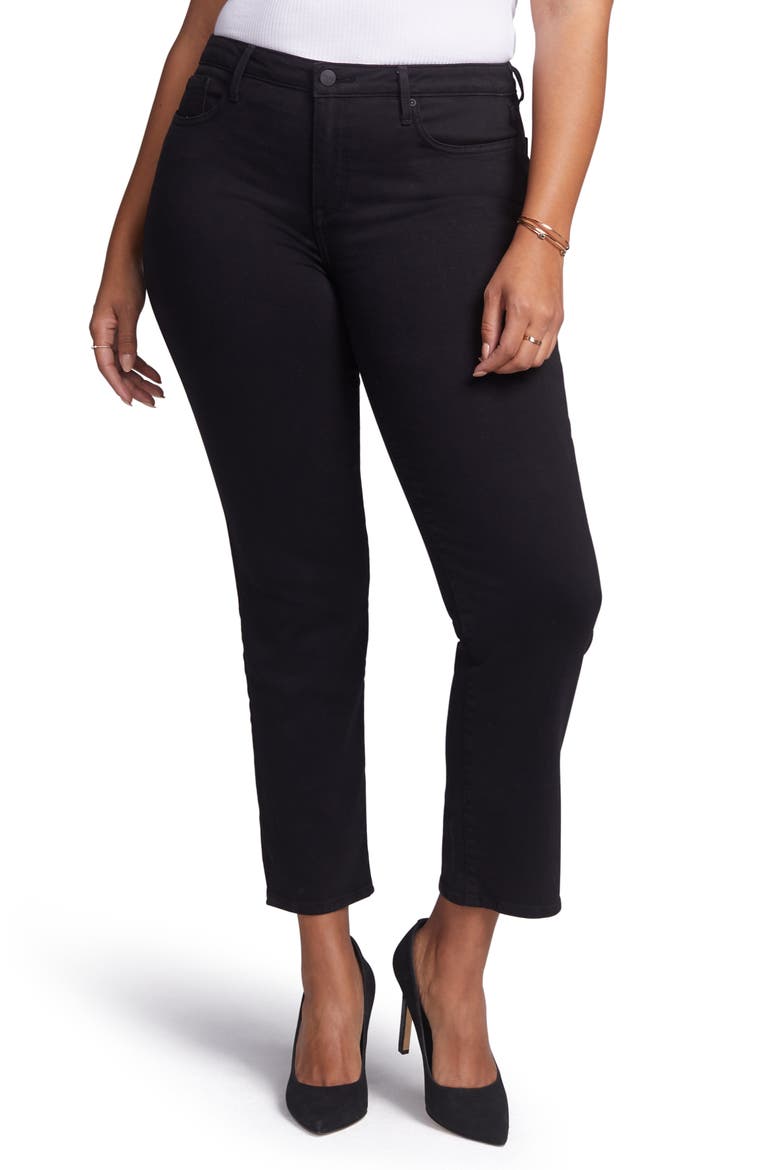 Curves 360 by NYDJ Slim Straight Leg Ankle Jeans, Main, color, BLACK