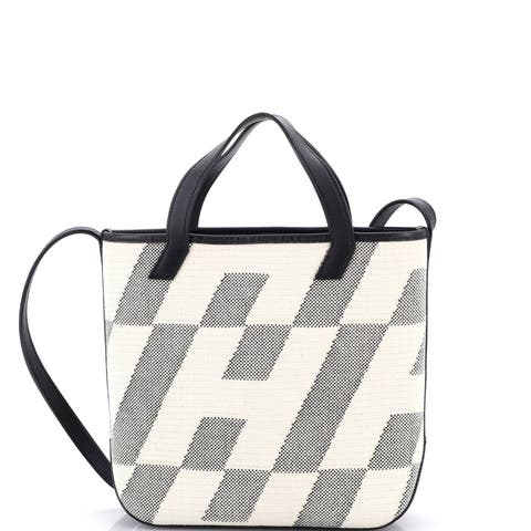 Cabas H en Biais Tote Canvas with Leather 27