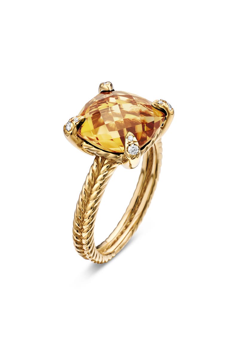 David Yurman Châtelaine<sup>®</sup> Citrine, Diamond & 18K Gold Ring, Alternate, color, 
