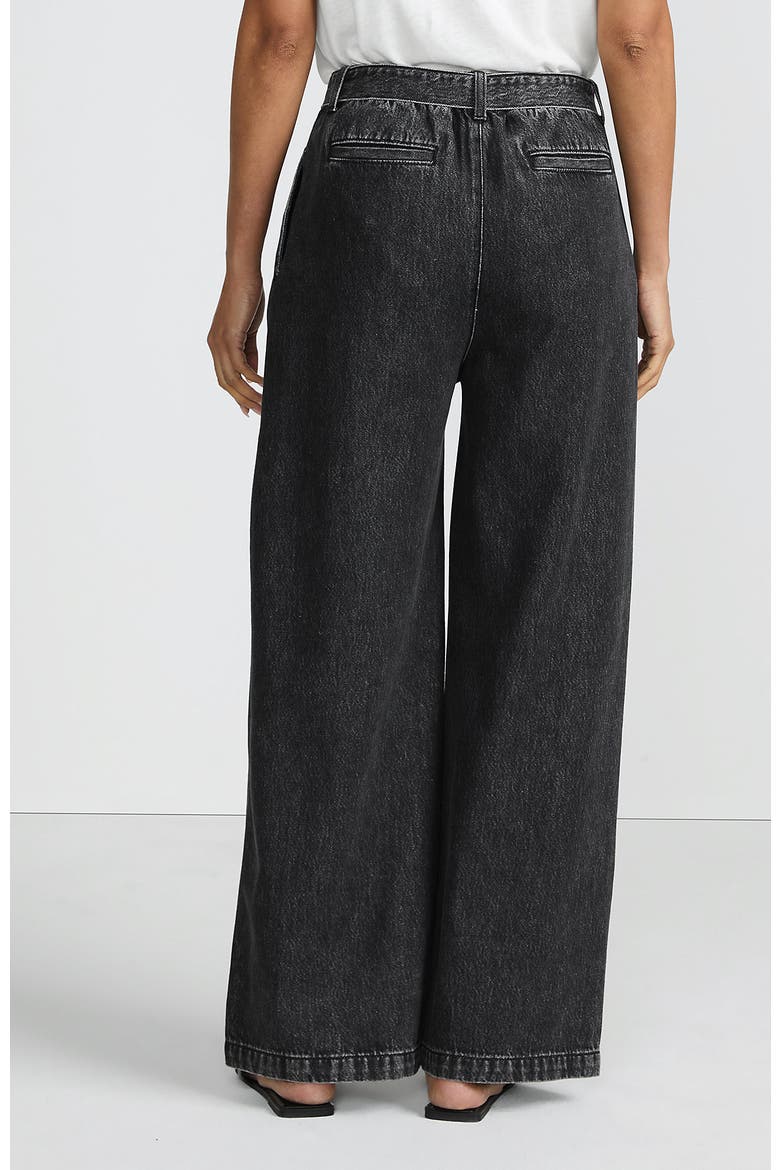 High Ridge Twill Pull On Pleated Wide Leg Pants, Alternate, color, Black Stone Wash