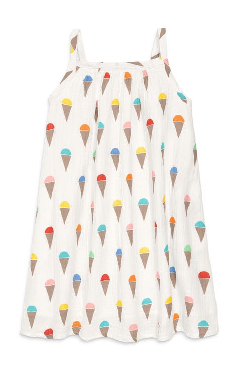 Kids Cotton Gauze Tank Dress In Rainbow Scoops (Toddler, Little Kid, Big Kid)