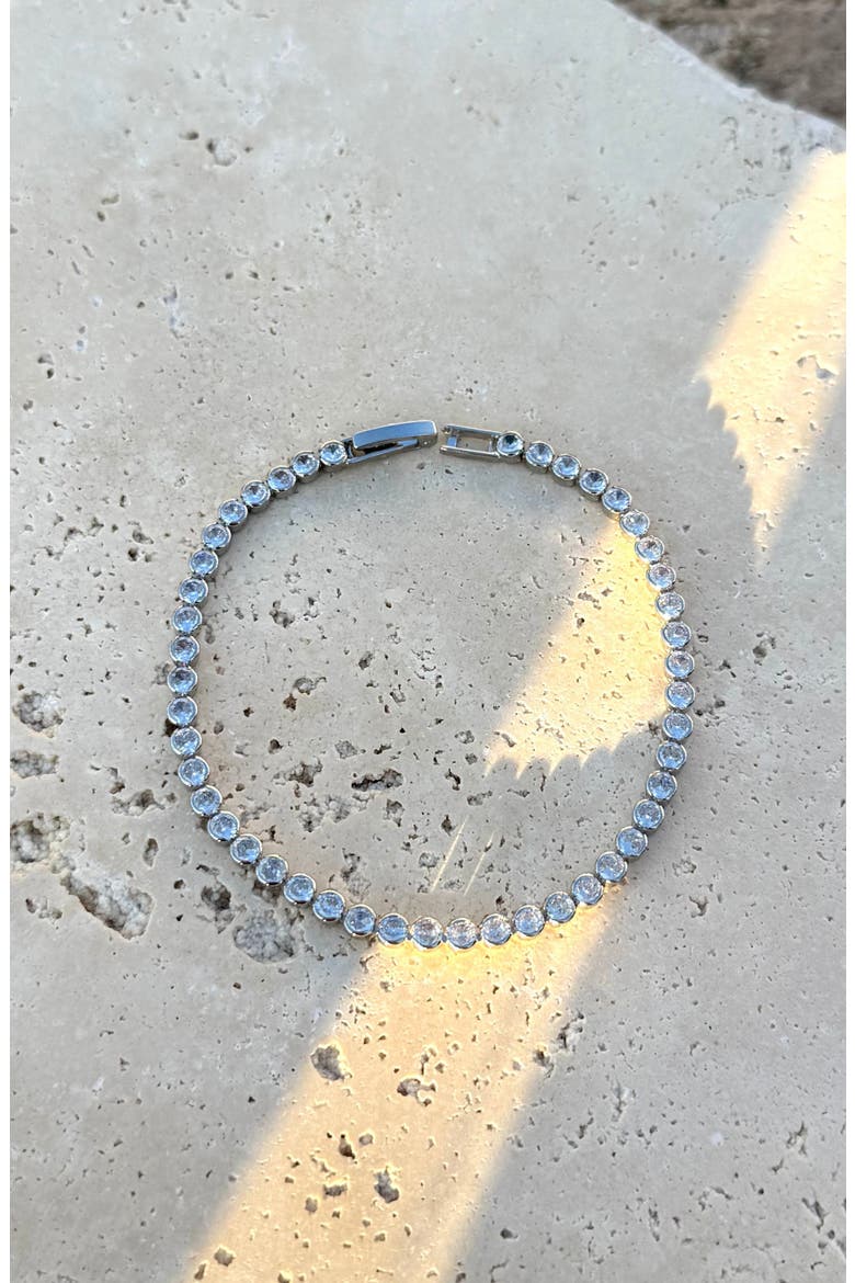 Crystal Bezel Bracelet, Alternate, color, SILVER