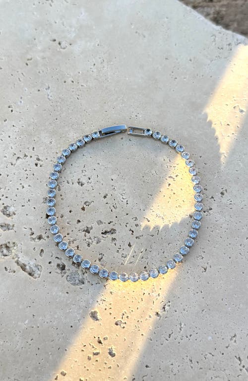 Adornia Silver Plated Crystal Bezeled Tennis Bracelet In Silver