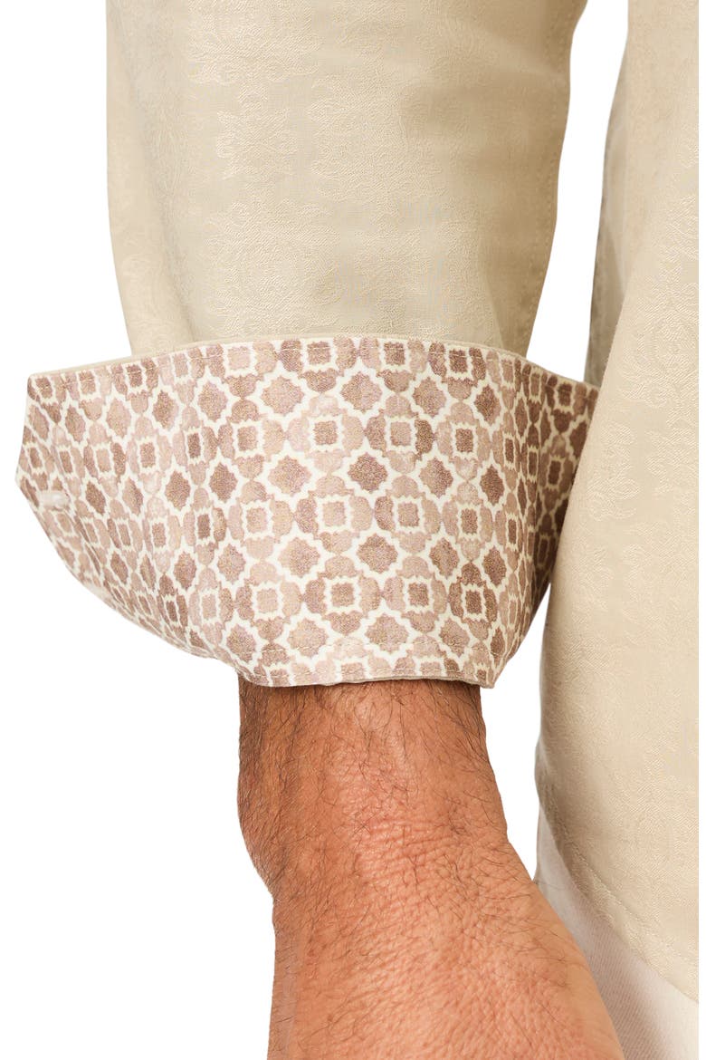 Jacquard Cotton Long Sleeve Shirt, Alternate, color, TAUPE