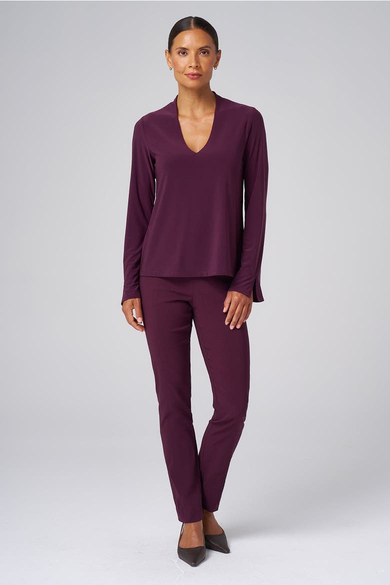 All Season Tapered Pull-On Stretch Pants, Alternate, color, Aubergine