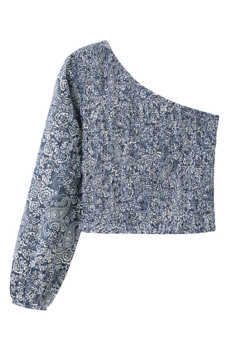 MANGO TEEN Abstract Paisley Print One Shoulder Crop Top, Alternate, color, 
