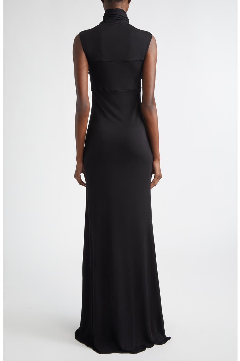Bow Detail Fluid Jersey Dress, Alternate, color, NOIR ALAIA