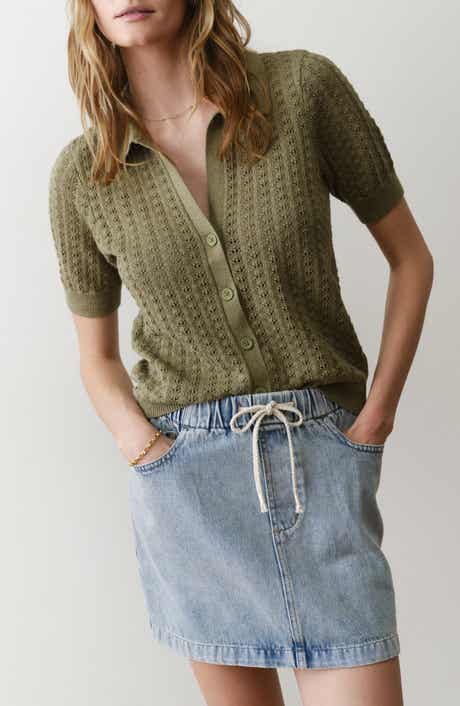 Piper Pointelle Stitch Cotton Button-Up Shirt