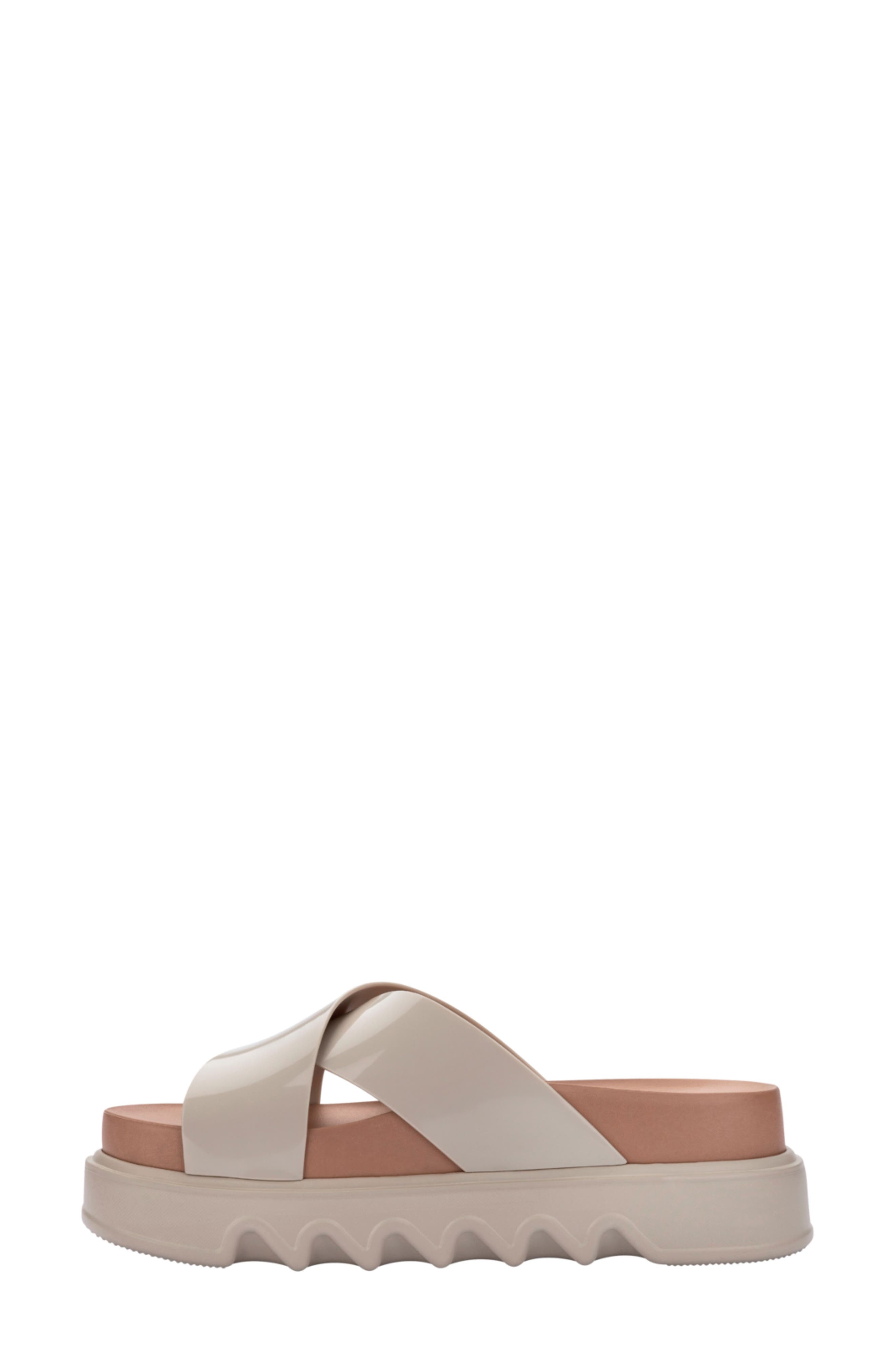Cozy Cross Platform Slide Sandal, Alternate, color, BEIGE/ BROWN