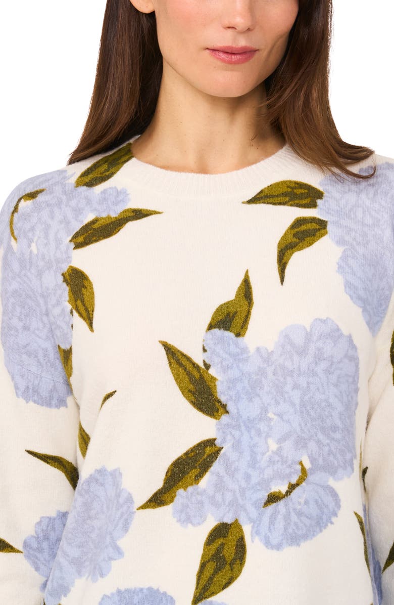 CeCe Hydrangea Sweater, Alternate, color, New Ivory