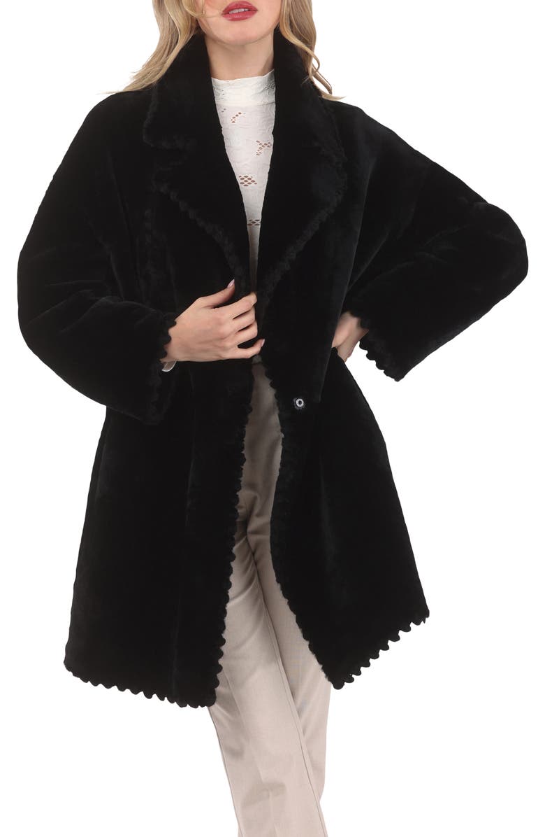 GORSKI Reversible Genuine Shearling Jacket with Embroiderd Trim, Alternate, color, Black/Black