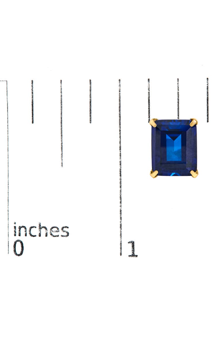 18K Yellow Gold 10x8 MM Lab Created Blue Sapphire Emerald Cut Solitaire Stud Earrings, Alternate, color, Yellow Gold
