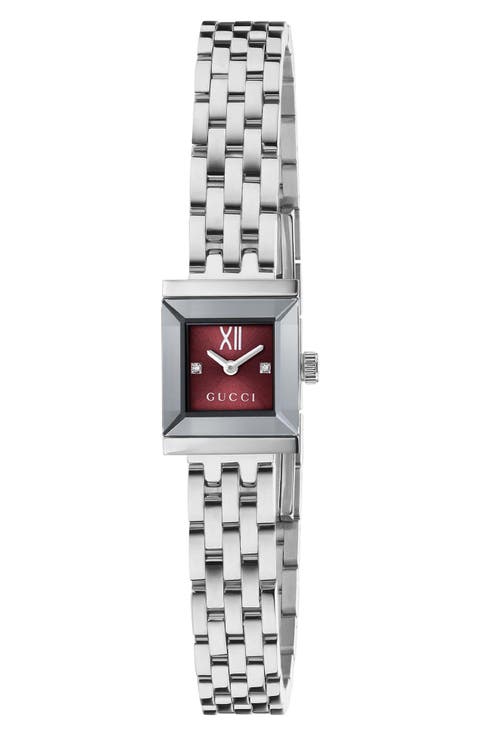 G-Frame Pink Dial Square Bracelet Watch, 14mm x 18mm