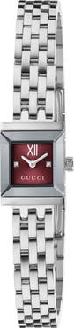 Gucci G-Frame Pink Dial Square Bracelet Watch, 14mm x 18mm