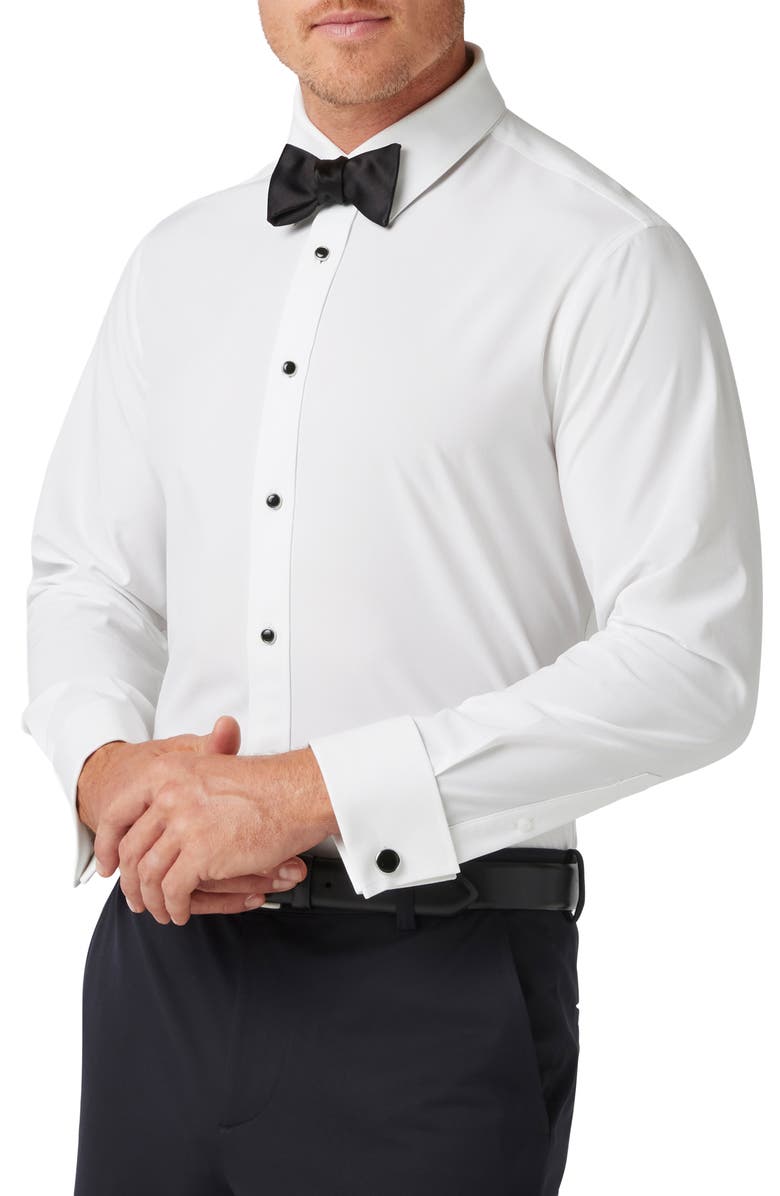 Mizzen+Main Leeward Trim Fit White Stretch Tuxedo Shirt, Alternate, color, White Solid