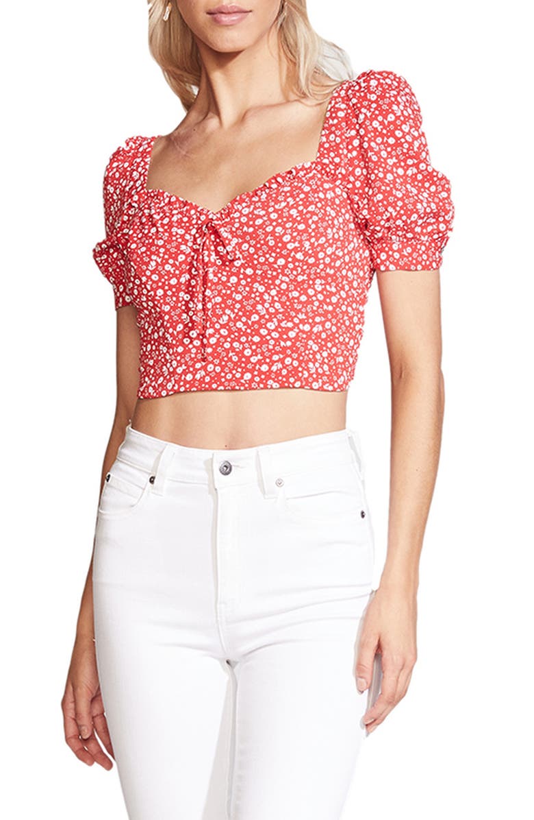 Bardot Ditsy Floral Crop Top, Main, color,