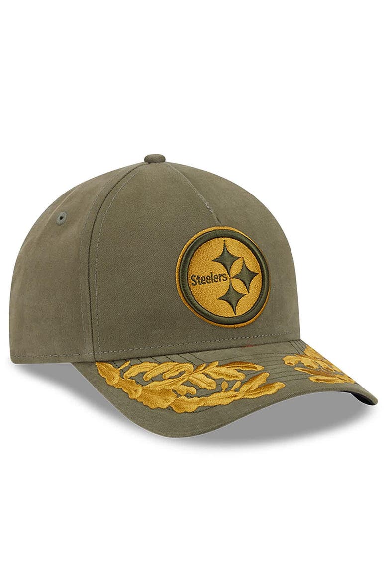 Men's New Era x Alpha Industries  Olive Pittsburgh Steelers A-Frame 9FORTY Adjustable Hat, Alternate, color, Olive