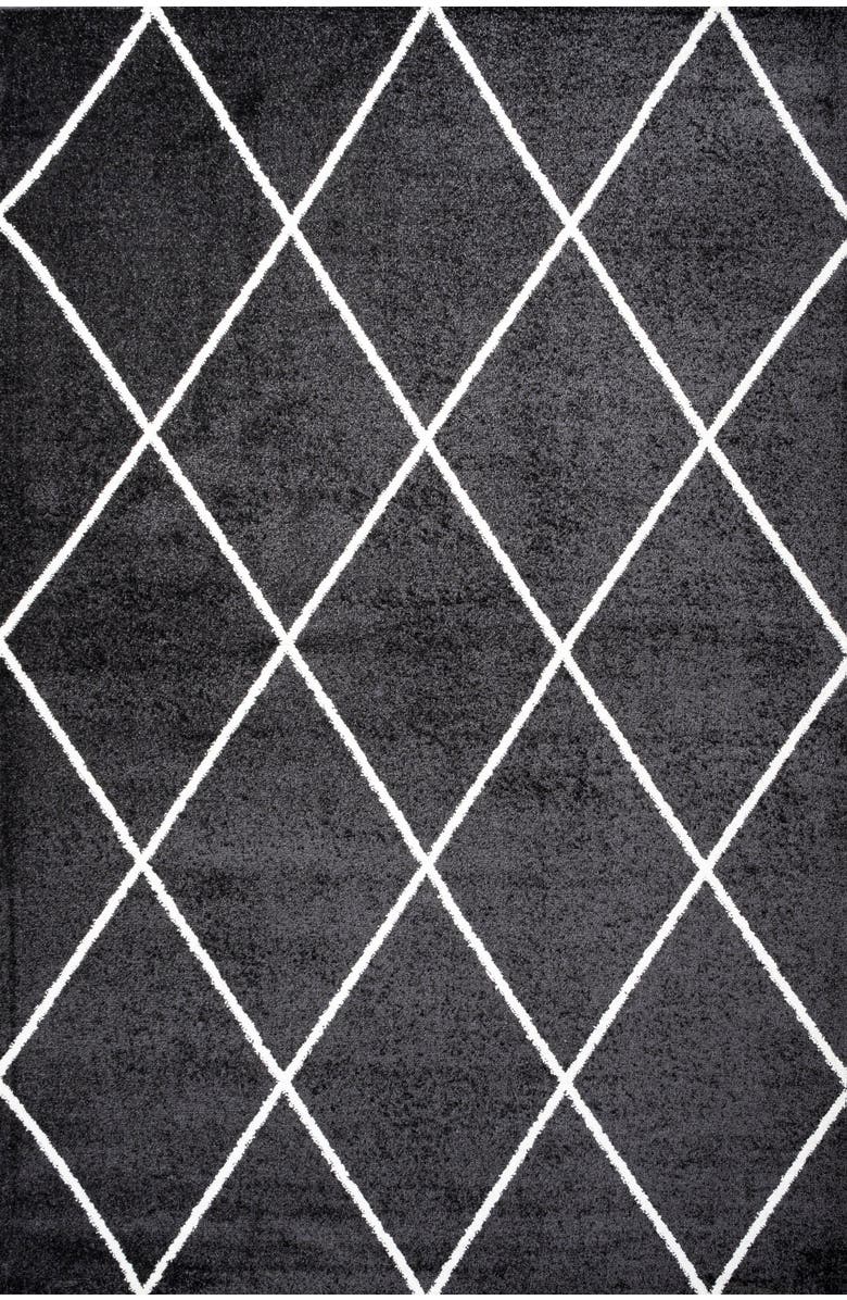 JONATHAN Y Cole Minimalist Diamond Trellis Area Rug, Main, color, Black/White