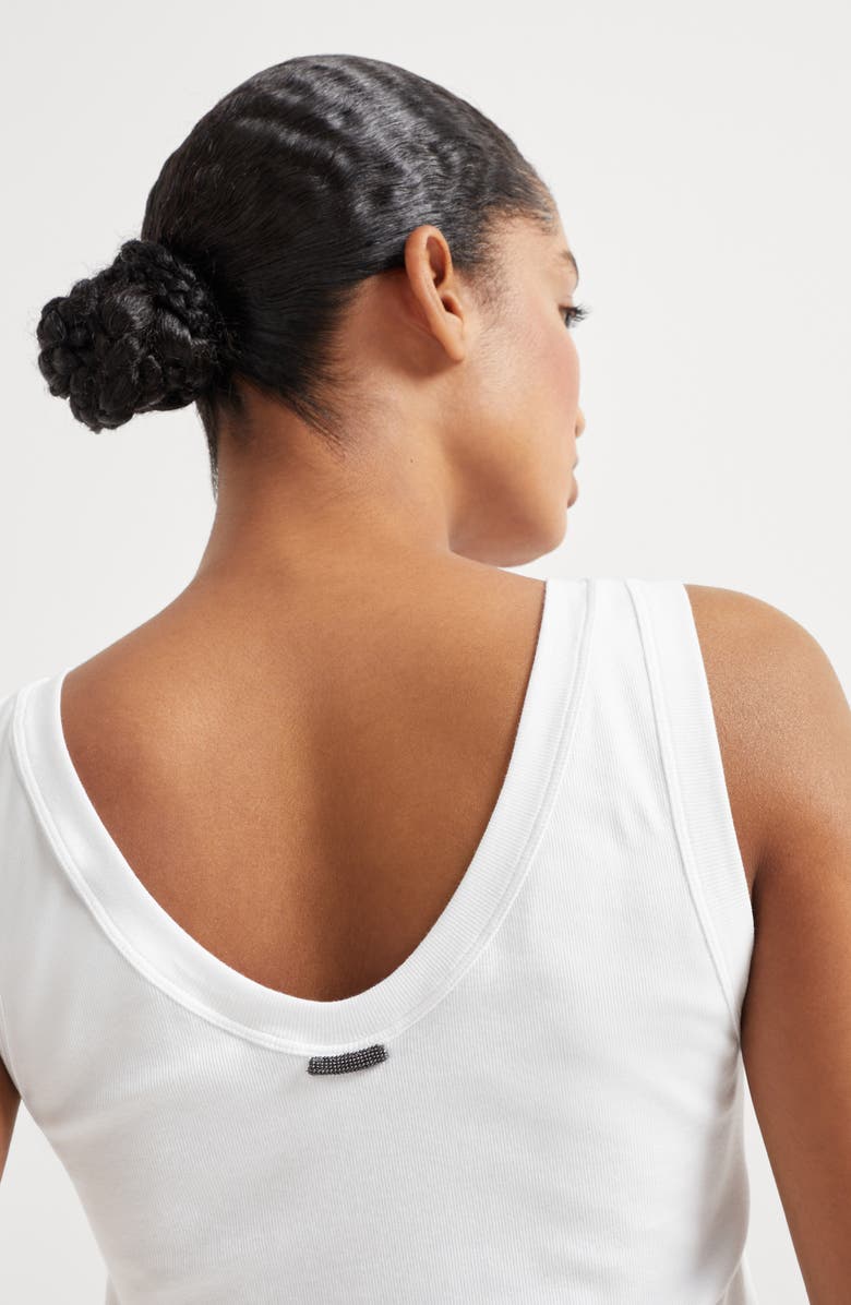 Brunello Cucinelli Ribbed jersey top, Alternate, color, White