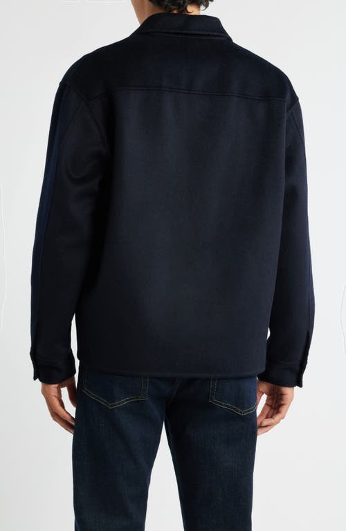Frame Double Face Wool Shirt Jacket In Blue