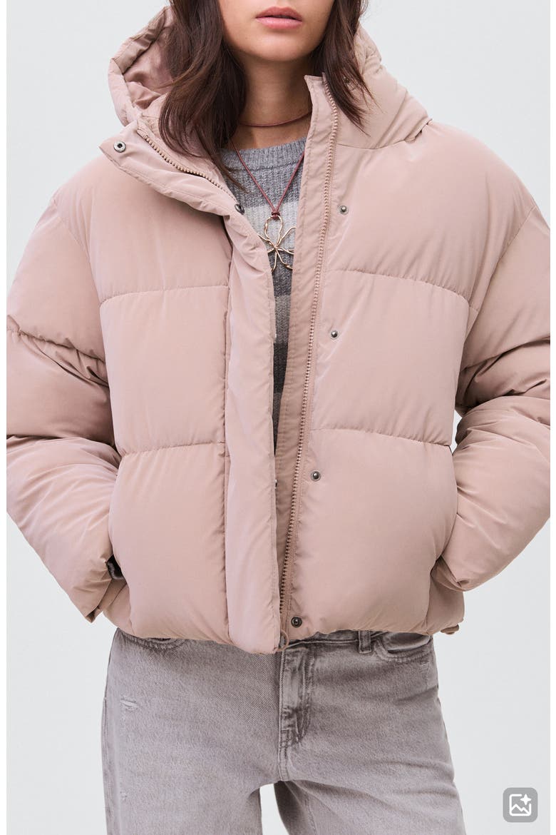 Hooded Puffer Jacket, Main, color, PASTEL PINK