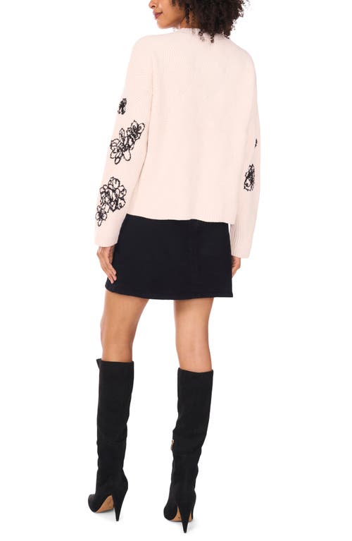 Vince Camuto Embroidered Crewneck Sweater In Neutral