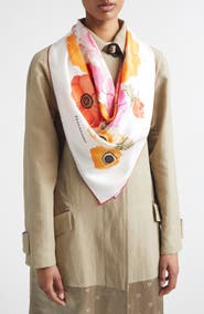 FERRAGAMO Anemone Floral Silk Square Scarf