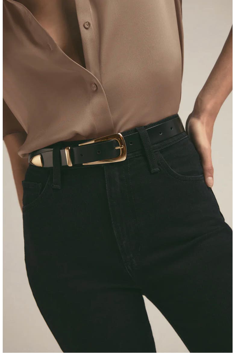 The Statement Leather Belt, Alternate, color, BLACK / GOLD
