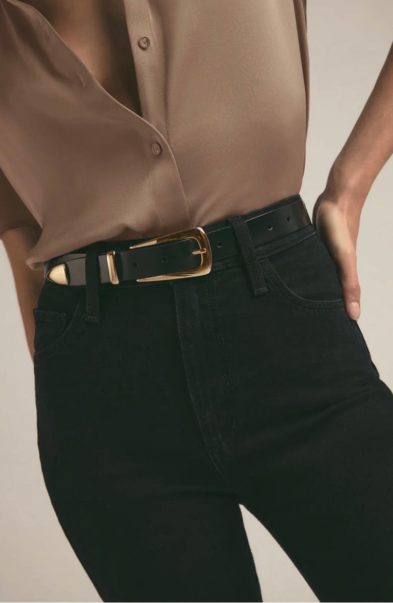 Favorite Daughter The Statement Leather Belt, Alternate, color, Black / Gold