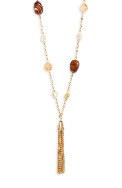 Bead Accent Tassel Necklace